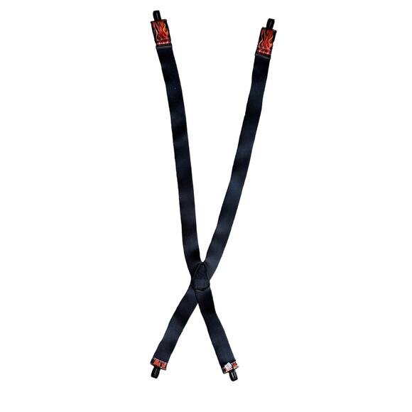 Hold Up Fire Flame Black Adjustable Suspenders - Picture 3 of 4